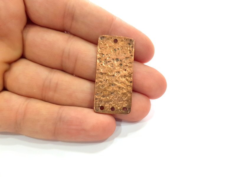 2 Hammered Rectangle Connector Charm Antique Copper Connector Charm Antique Copper Plated Metal (39x18mm) G14986