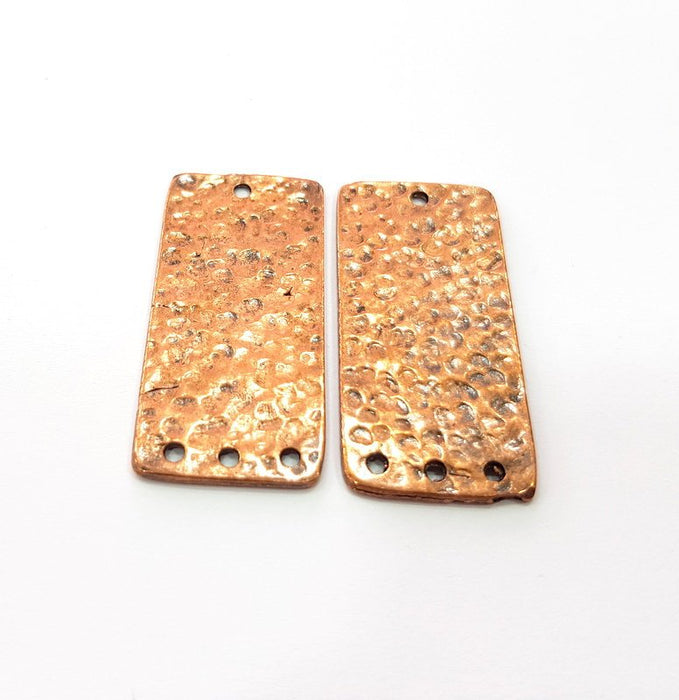 2 Hammered Rectangle Connector Charm Antique Copper Connector Charm Antique Copper Plated Metal (39x18mm) G14986