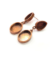 Earring Blank Base Settings Copper Resin Blank Cabochon Base inlay Mountings Antique Copper Plated Brass (18x13+14x10mm blank) 1 Set  G14987