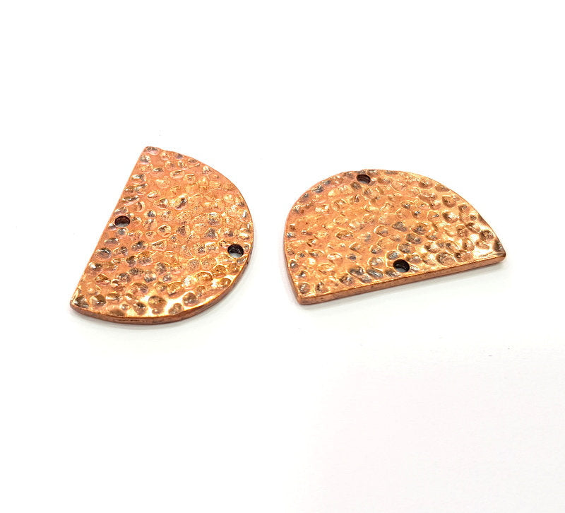 2 Hammered Semi Circle Connector Charm Half Moon Charm Antique Copper Connector Charm Antique Copper Plated Metal (30x20mm) G14991