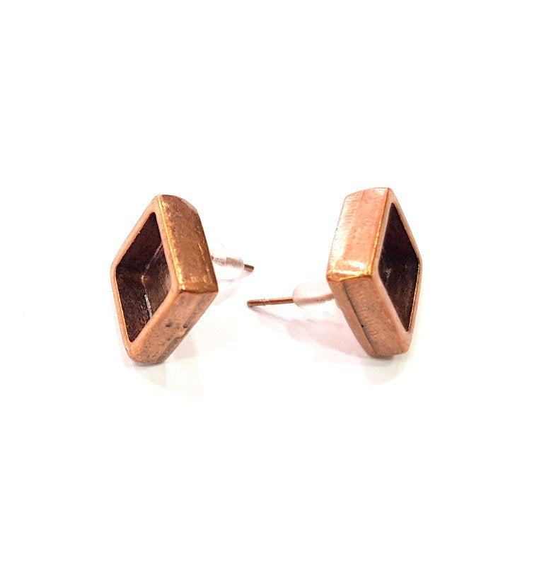 Earring Blank Base Settings Copper Resin Blank Cabochon Base inlay Blank Mountings Antique Copper Plated Brass (10mm blank) 1 Set  G14992