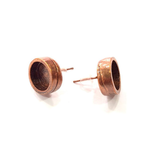 Earring Blank Base Settings Copper Resin Blank Cabochon Base inlay Blank Mountings Antique Copper Plated Brass (10mm blank) 1 Pair  G14993
