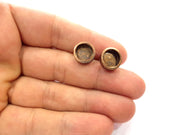 Earring Blank Base Settings Copper Resin Blank Cabochon Base inlay Blank Mountings Antique Copper Plated Brass (10mm blank) 1 Pair  G14993
