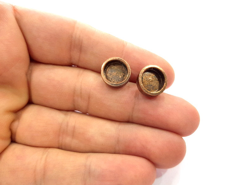 Earring Blank Base Settings Copper Resin Blank Cabochon Base inlay Blank Mountings Antique Copper Plated Brass (10mm blank) 1 Pair  G14993