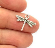 20 Dragonfly Charm Silver Charms Antique Silver Plated Metal (18x15mm) G12817