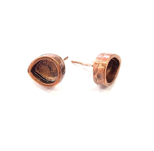 Earring Blank Base Settings Copper Resin Blank Cabochon Base inlay Blank Mountings Antique Copper Plated Brass (10x8mm blank) 1 Set  G15002
