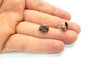 Earring Blank Base Settings Copper Resin Blank Cabochon Base inlay Blank Mountings Antique Copper Plated Brass (10x8mm blank) 1 Set  G15002