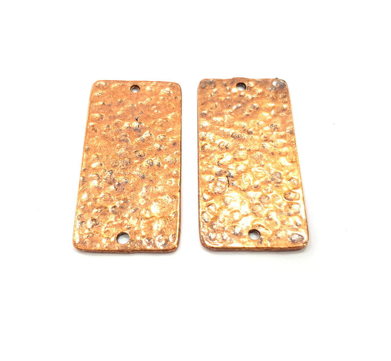 2 Hammered Rectangle Connector Charm Antique Copper Connector Charm Antique Copper Plated Metal (39x18mm) G15004
