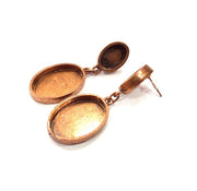 Earring Blank Base Settings Copper Resin Blank Cabochon Base inlay Mountings Antique Copper Plated Brass (25x18+14x10mm blank) 1 Set  G15008