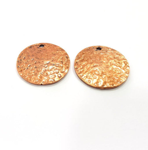 5 Hammered Round Charm Charm Antique Copper Plated Metal (20mm) G15009