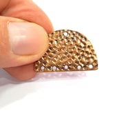 2 Hammered Semi Circle Connector Charm Half Moon Charm Antique Copper Connector Charm Antique Copper Plated Metal (30x20mm) G15010