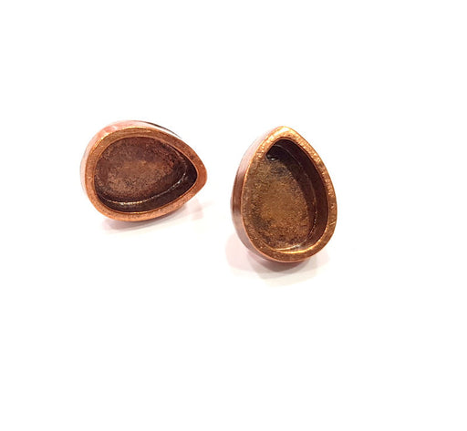 Earring Blank Base Settings Copper Resin Blank Cabochon Base inlay Blank Mountings Antique Copper Plated Brass (14x10mm blank) 1 Set  G15024
