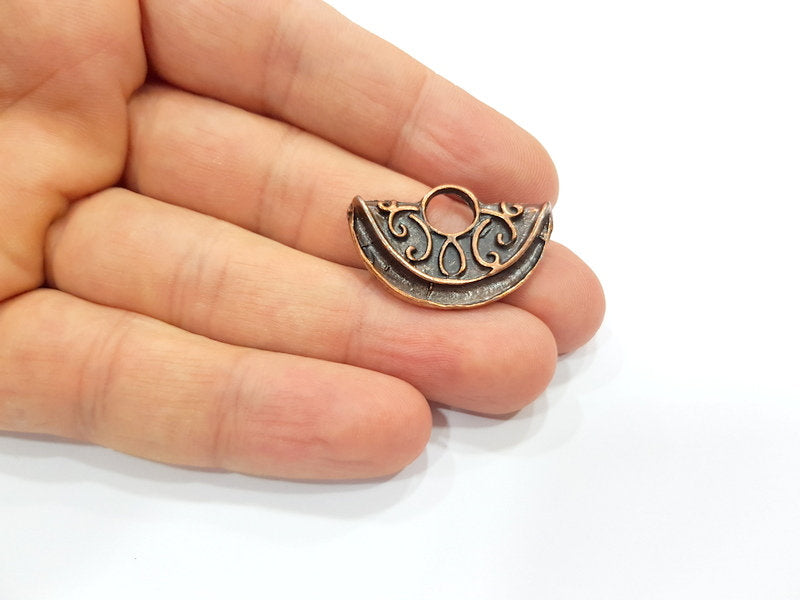 2 Folded Circle Charm Antique Copper Charm Antique Copper Plated Metal (31x20mm) G15708