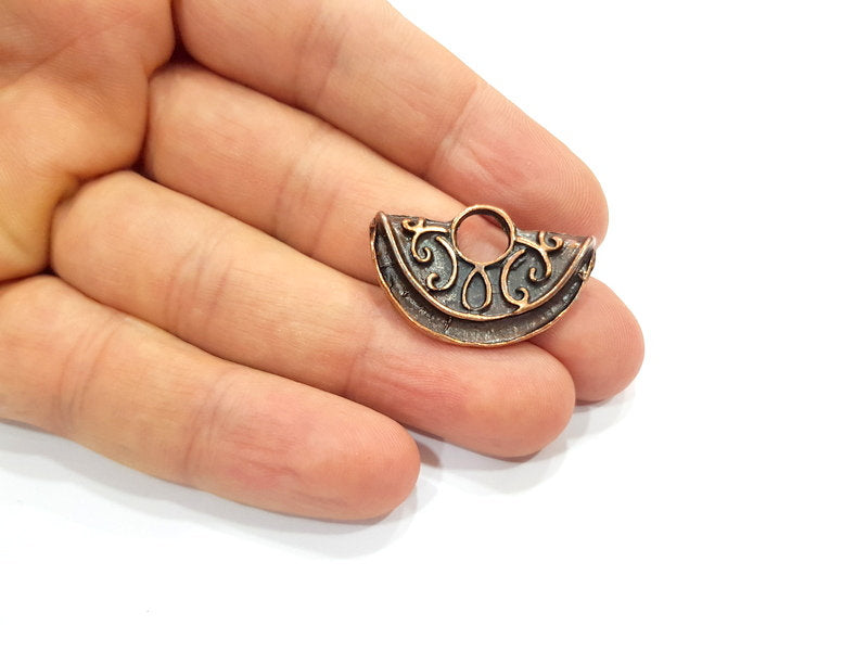 2 Folded Circle Charm Antique Copper Charm Antique Copper Plated Metal (31x20mm) G15708