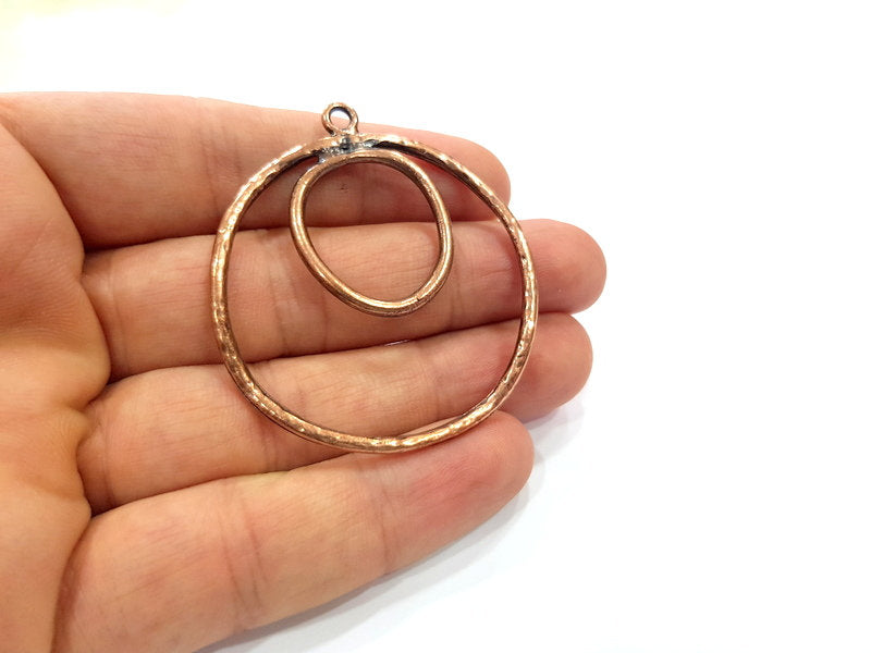 Circle Pendant Antique Copper Pendant Antique Copper Plated Metal (50mm) G15717