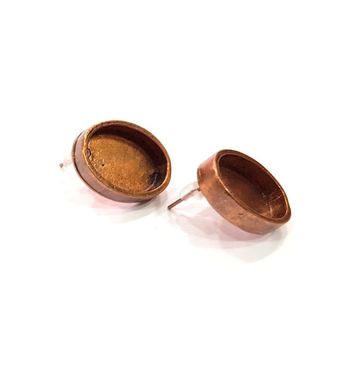 Earring Blank Base Settings Copper Resin Blank Cabochon Base inlay Blank Mountings Antique Copper Plated Brass (18x13mm blank) 1 Set  G15055