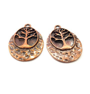 2 Tree Charm Antique Copper Charm Antique Copper Plated Metal (32x23mm) G15722