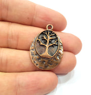 2 Tree Charm Antique Copper Charm Antique Copper Plated Metal (32x23mm) G15722