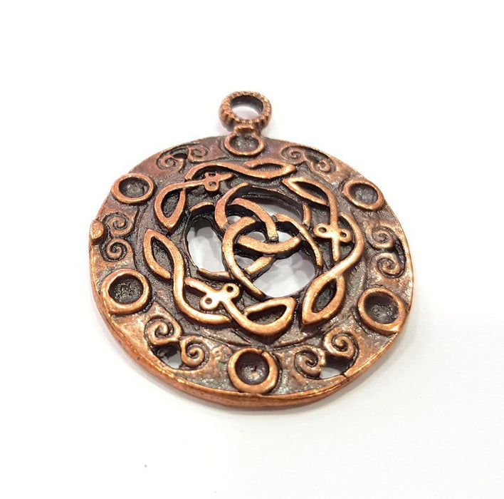 Antique Copper Pendant Antique Copper Plated Metal (36mm) G15724