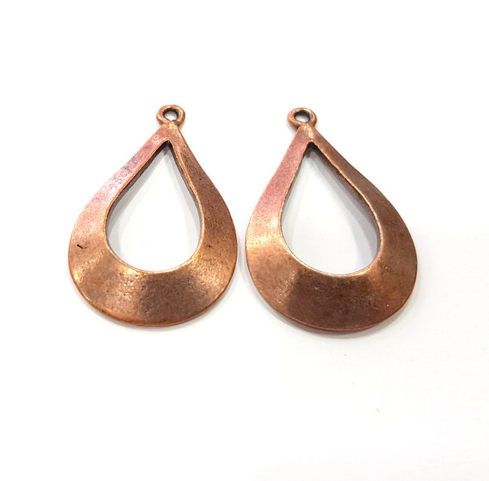 2 Teardrop Charm Antique Copper Charm Antique Copper Plated Metal (40x24mm) G15726