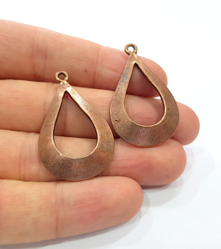 2 Teardrop Charm Antique Copper Charm Antique Copper Plated Metal (40x24mm) G15726