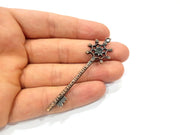 2 Key Charm Antique Copper Charm Antique Copper Plated Metal (70x20mm) G15730