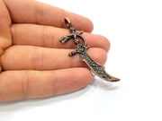 2 Sword Charm Antique Copper Charm Antique Copper Plated Metal (64x21mm) G15731