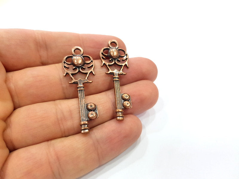 4 Key Charm Antique Copper Charm Antique Copper Plated Metal (45x16mm) G15739