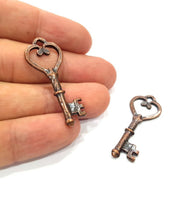 4 Key Charm Antique Copper Charm Antique Copper Plated Metal (41x16mm) G15742