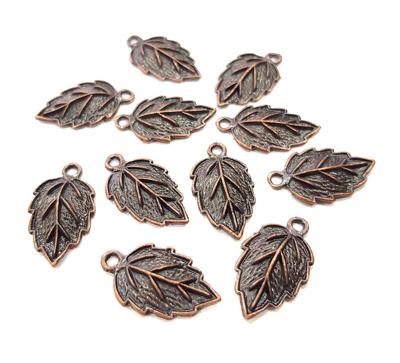 8 Leaf Charm Antique Copper Charm Antique Copper Plated Metal (25x14mm) G15744