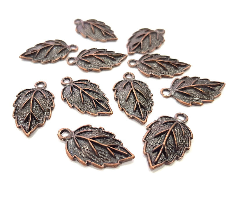8 Leaf Charm Antique Copper Charm Antique Copper Plated Metal (25x14mm) G15744
