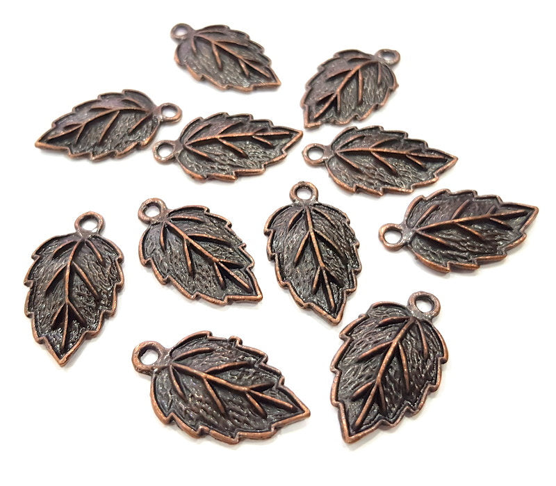 8 Leaf Charm Antique Copper Charm Antique Copper Plated Metal (25x14mm) G15744