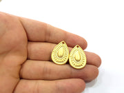 2 Drop Charms Gold Charm Gold Plated Charms  (25x18 mm)  G15091