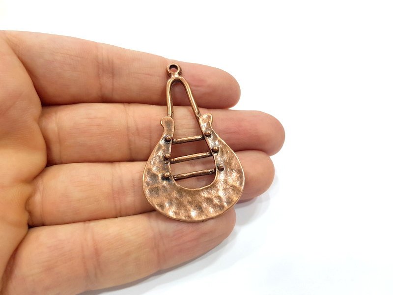 2 Antique Copper Pendant Antique Copper Plated Metal (53x31mm) G15756