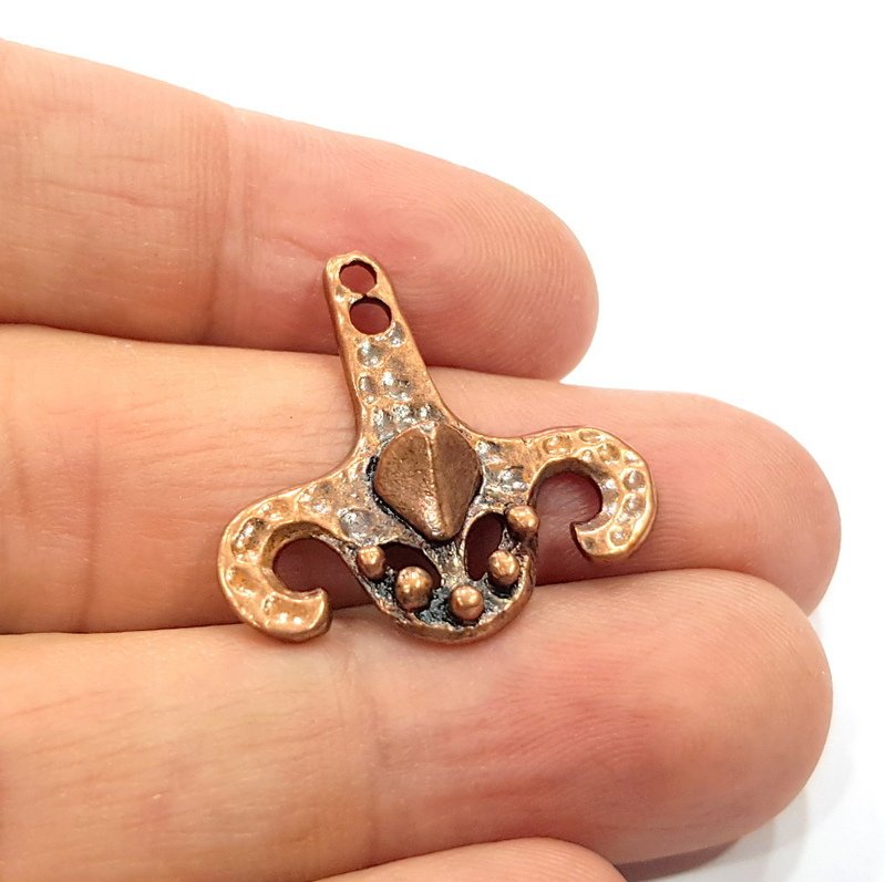 4 Antique Copper Pendant Antique Copper Plated Metal (27x26mm) G15757