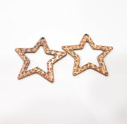 2 Hammered Star Charm Antique Copper Charm Antique Copper Plated Metal (41mm) G15761