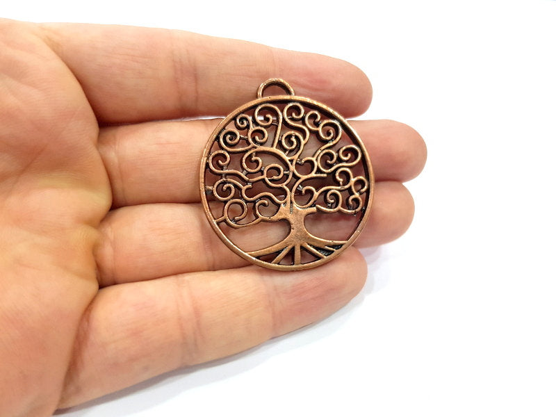 2 Tree Charm Antique Copper Charm Antique Copper Plated Metal (41mm) G15763