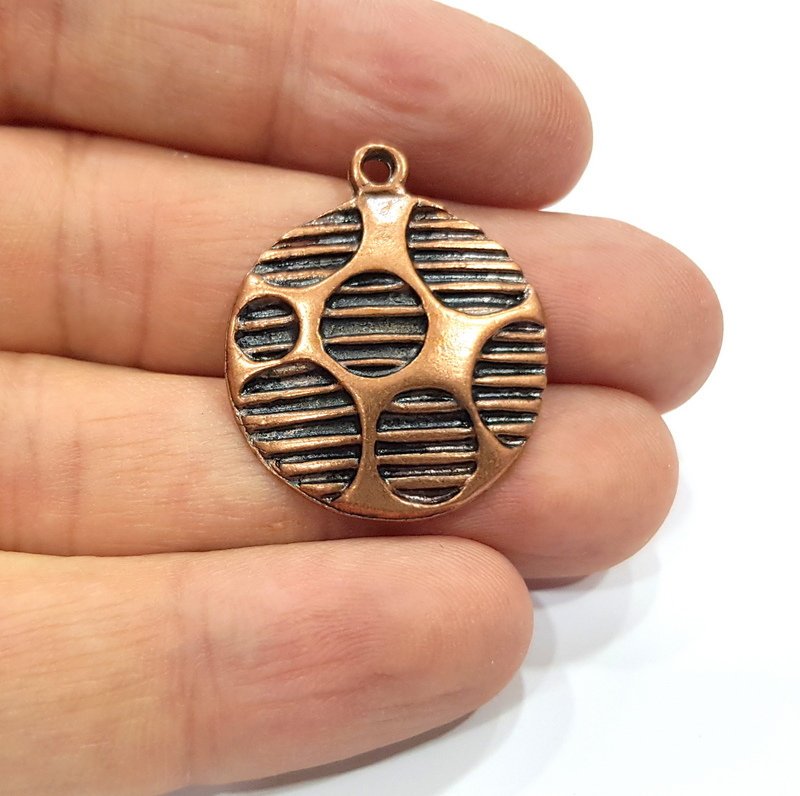 2 Antique Copper Charm Antique Copper Plated Metal (30mm) G15764