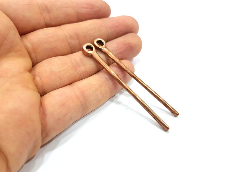4 Spear Charm Antique Copper Charm Antique Copper Plated Metal (68x8mm) G15765