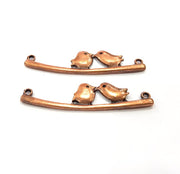 4 Bird Charm Antique Copper Charm Antique Copper Plated Metal (50x11mm) G15766