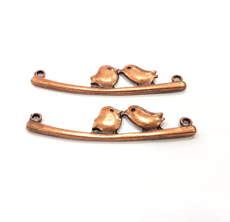 4 Bird Charm Antique Copper Charm Antique Copper Plated Metal (50x11mm) G15766