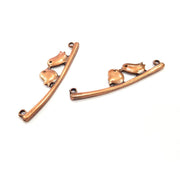 4 Bird Charm Antique Copper Charm Antique Copper Plated Metal (50x11mm) G15766