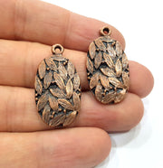 2 Leaf Charm Antique Copper Charm Antique Copper Plated Metal (32x17mm) G15773