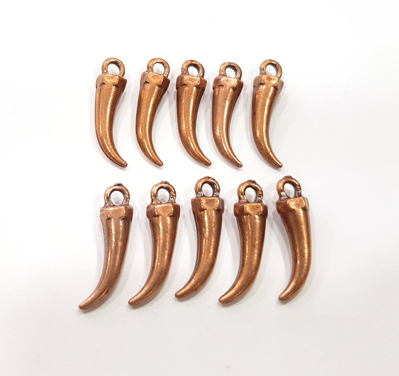 8 Tooth Charm Antique Copper Charm Antique Copper Plated Metal (26x6mm) G15774