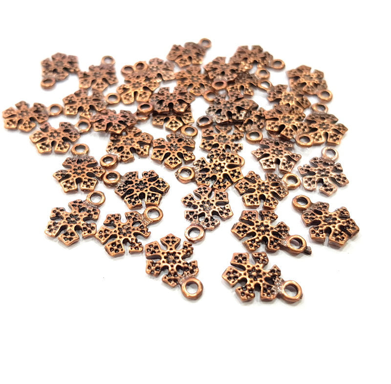 20 Snowflake Charm Antique Copper Charm Antique Copper Plated Metal (13x10mm) G15775