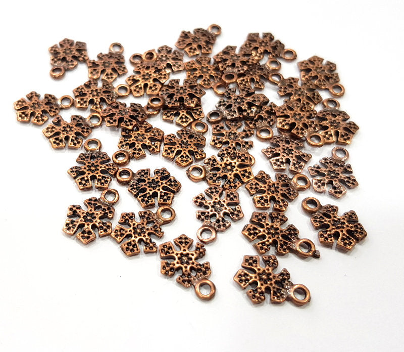 20 Snowflake Charm Antique Copper Charm Antique Copper Plated Metal (13x10mm) G15775