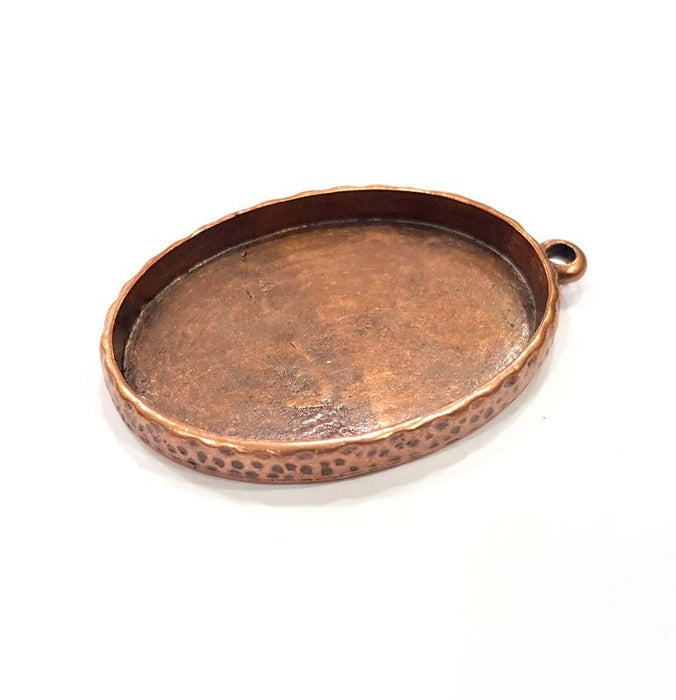 Hammered Copper Pendant Blank Mosaic Base inlay Blank Necklace Blank Resin Mountings Antique Copper Plated Metal (40x30 mm blank)  G17504