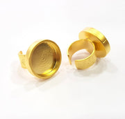 Gold Ring Blank Setting Cabochon Base inlay Ring Backs Mounting Adjustable Ring Base Bezel (22mm blank ) Gold Plated Metal G15781