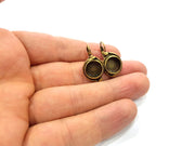 Earring Blank Backs Antique Bronze Resin Base inlay Cabochon Mountings Setting Antique Bronze Plated Brass (10mm blank) 1 pair G15784