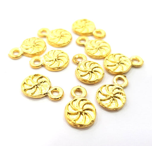 10 Spiral Charm Gold Charms Gold Plated Metal (9mm)  G15785